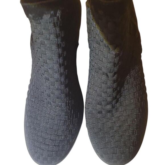 STEVE MADDEN MASSON SZ 8 Chic Black Woven Wedge Ankle Booties - Picture 7 of 8